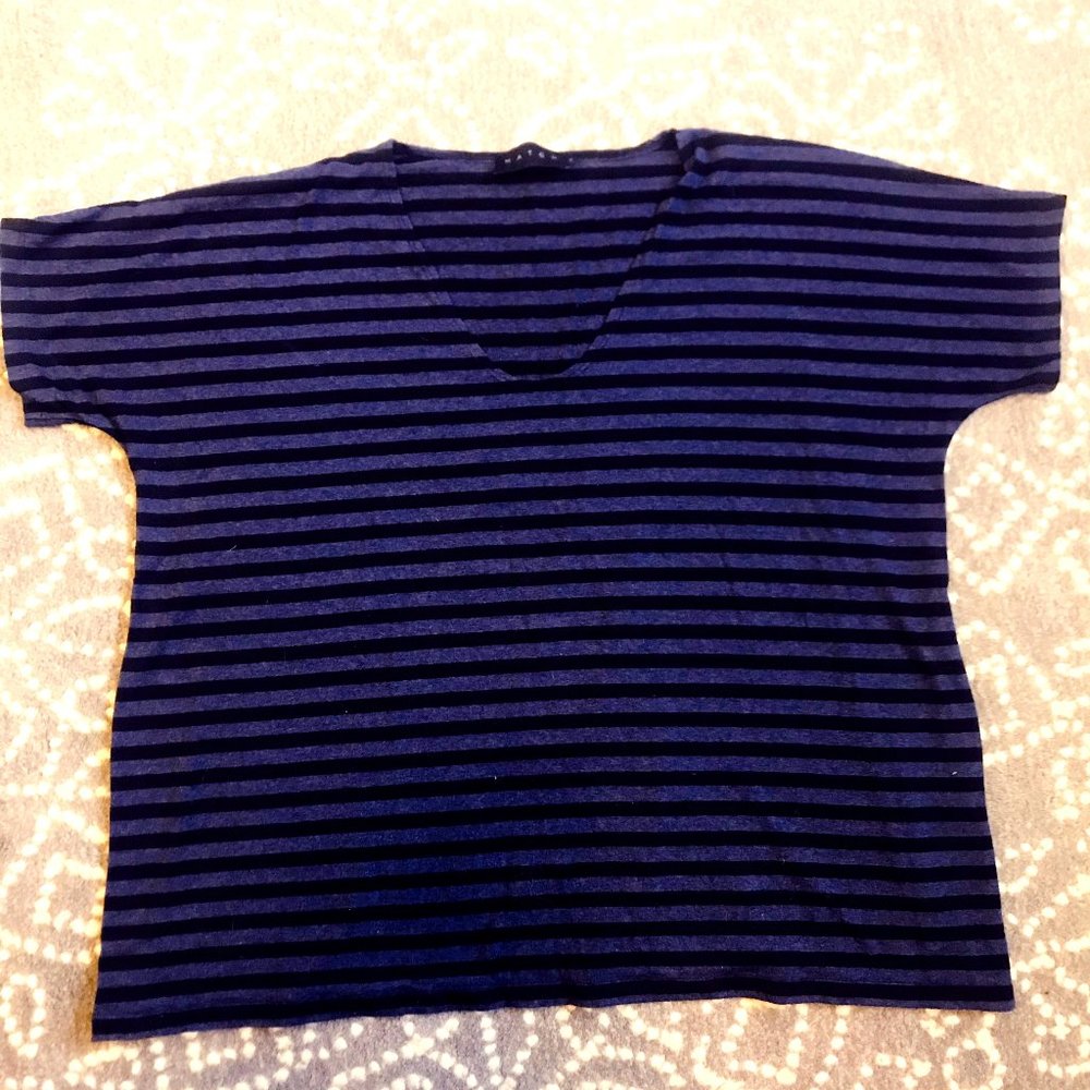 Hatch Maternity Perfect Vee Tee Blue/Black stripe